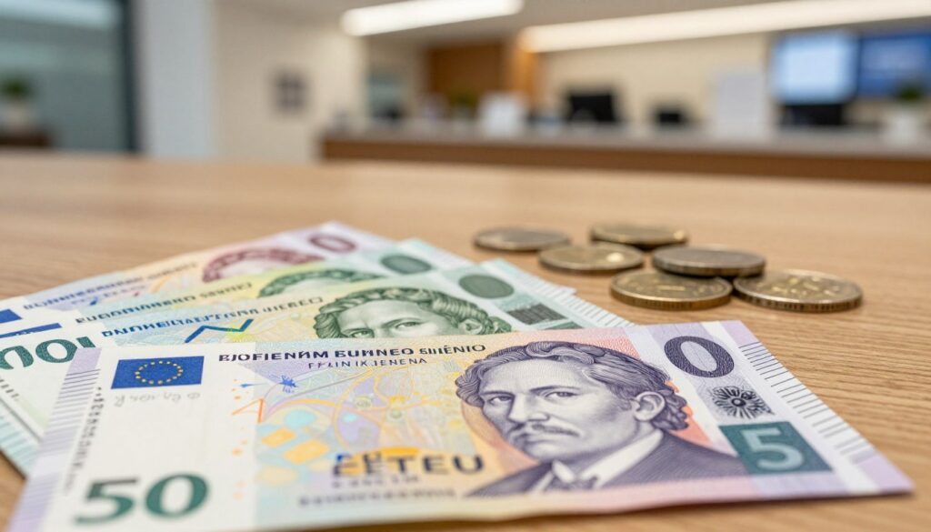 A close-up view of newly designed Swedish banknotes and coins, showcasing their vibrant colors and intricate patterns. In the foreground, the latest banknotes, featuring notable Swedish figures and their unique textures, are artistically fanned out. The middle ground includes shiny coins, reflecting light with detailed engravings, resting on a textured wooden table. The background features a softly blurred image of a modern bank interior, incorporating warm lighting to create an inviting atmosphere. Emphasize a sense of innovation and stability in currency design, evoking a feeling of trust and progress. Capture the scene with a shallow depth of field, giving prominence to the currency while softly diffusing the background elements. A close-up view of newly designed Swedish banknotes and coins, showcasing their vibrant colors and intricate patterns. In the foreground, the latest banknotes, featuring notable Swedish figures and their unique textures, are artistically fanned out. The middle ground includes shiny coins, reflecting light with detailed engravings, resting on a textured wooden table. The background features a softly blurred image of a modern bank interior, incorporating warm lighting to create an inviting atmosphere. Emphasize a sense of innovation and stability in currency design, evoking a feeling of trust and progress. Capture the scene with a shallow depth of field, giving prominence to the currency while softly diffusing the background elements.